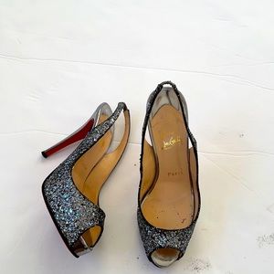 silver red bottom heels